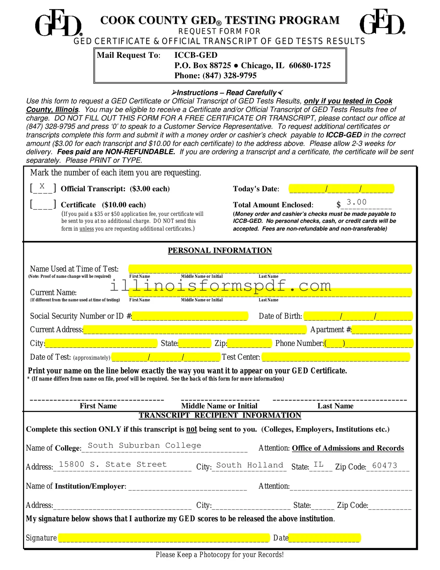 Get Ged Illinois Form
