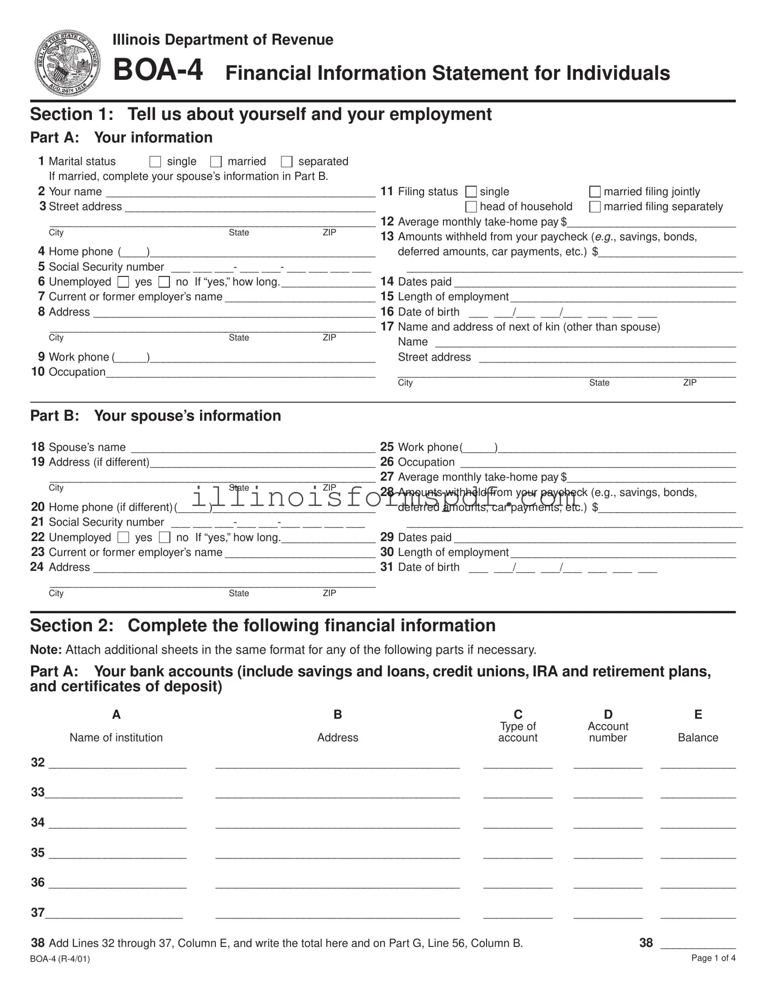 Get Illinois Boa 4 Form