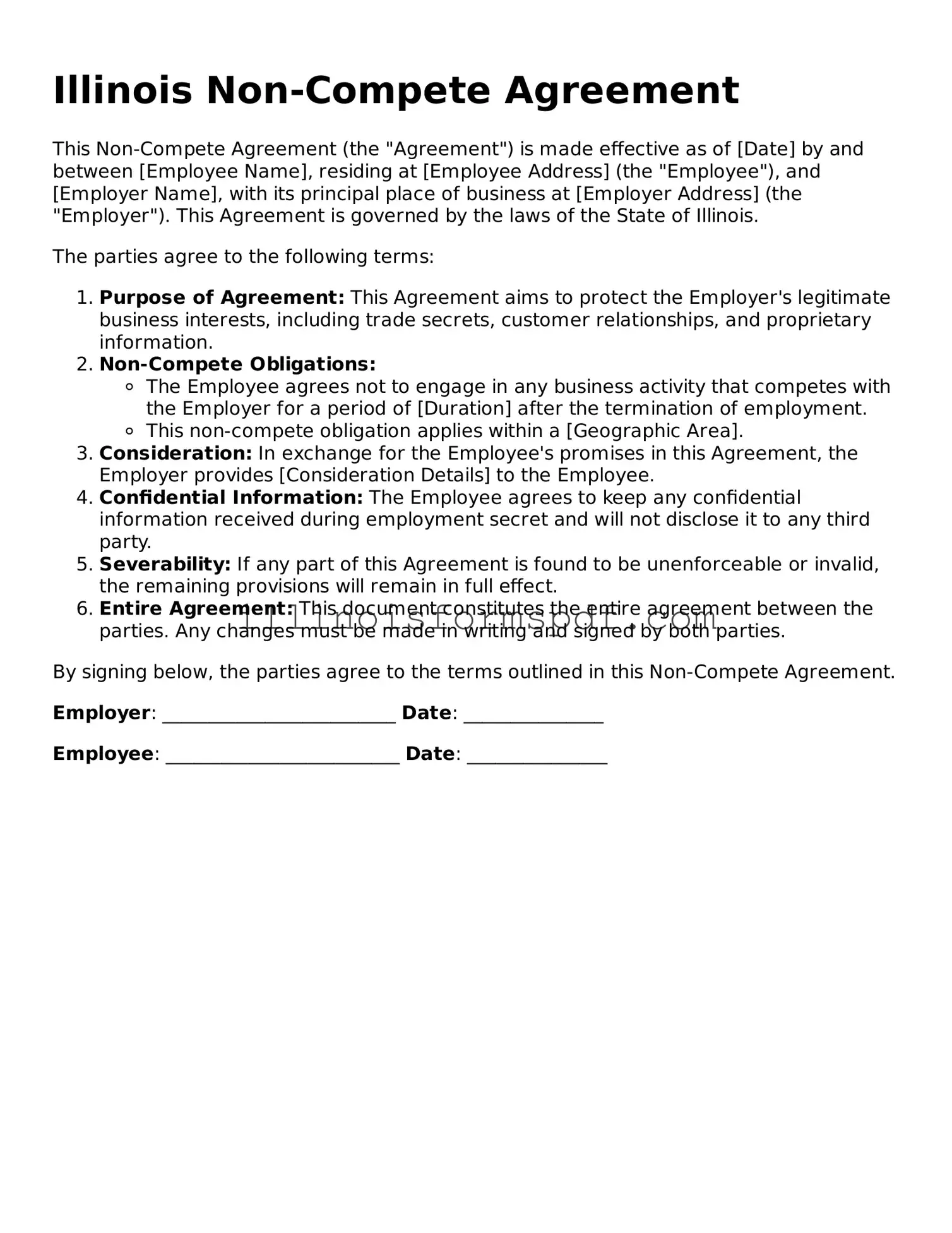 Printable Illinois Non-compete Agreement Form