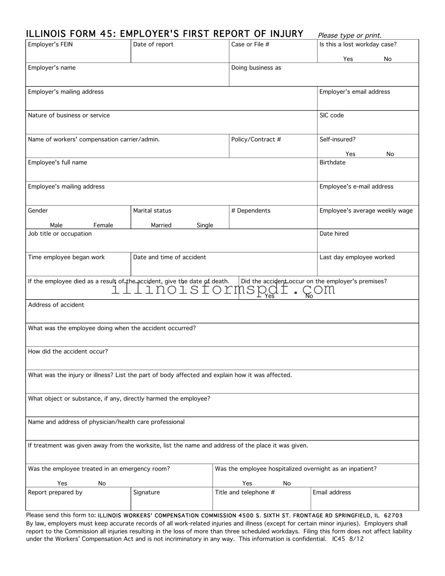 Get Illinois First Report 45 Form