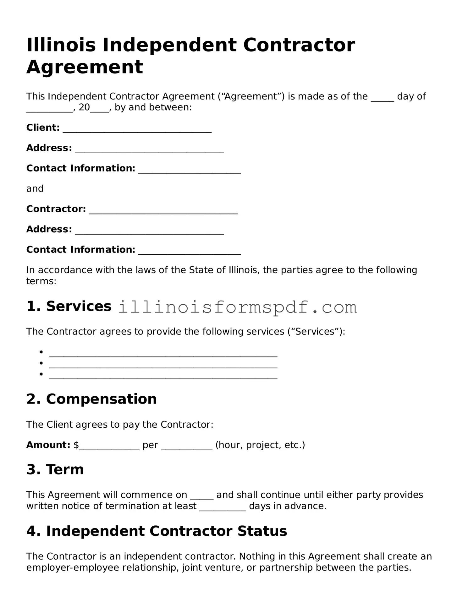 Printable Illinois Independent Contractor Agreement Form