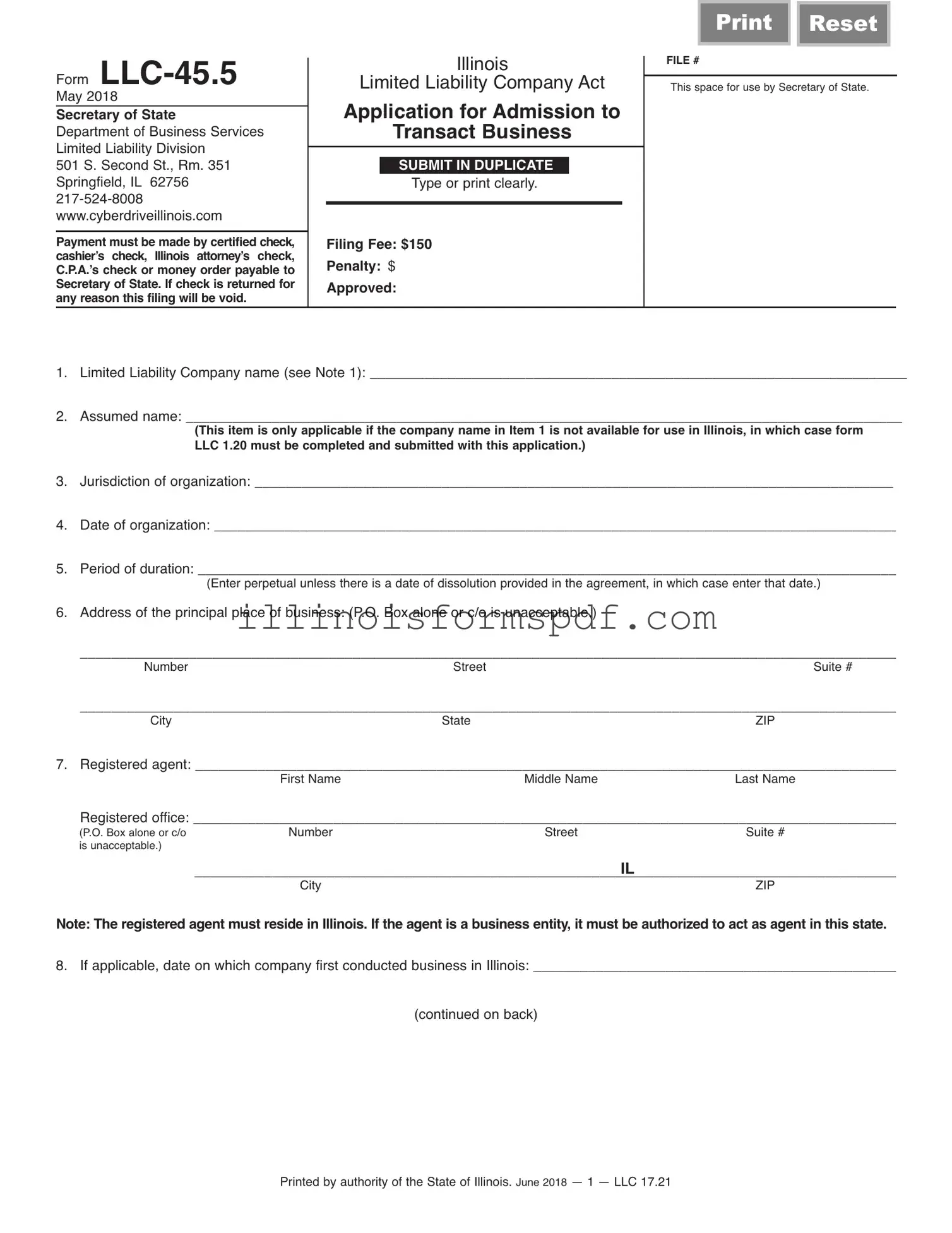Get Illinois Llc 45 5 Form