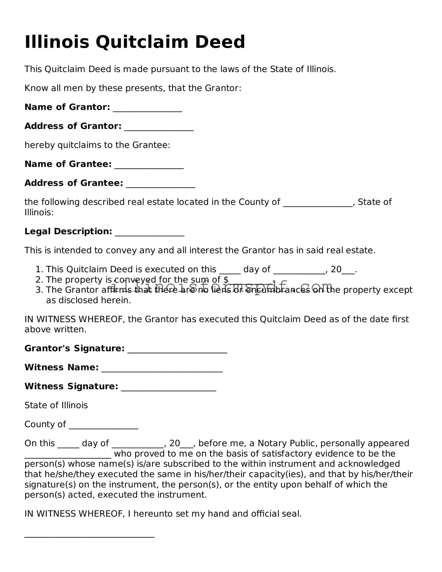 Printable Illinois Quitclaim Deed Form