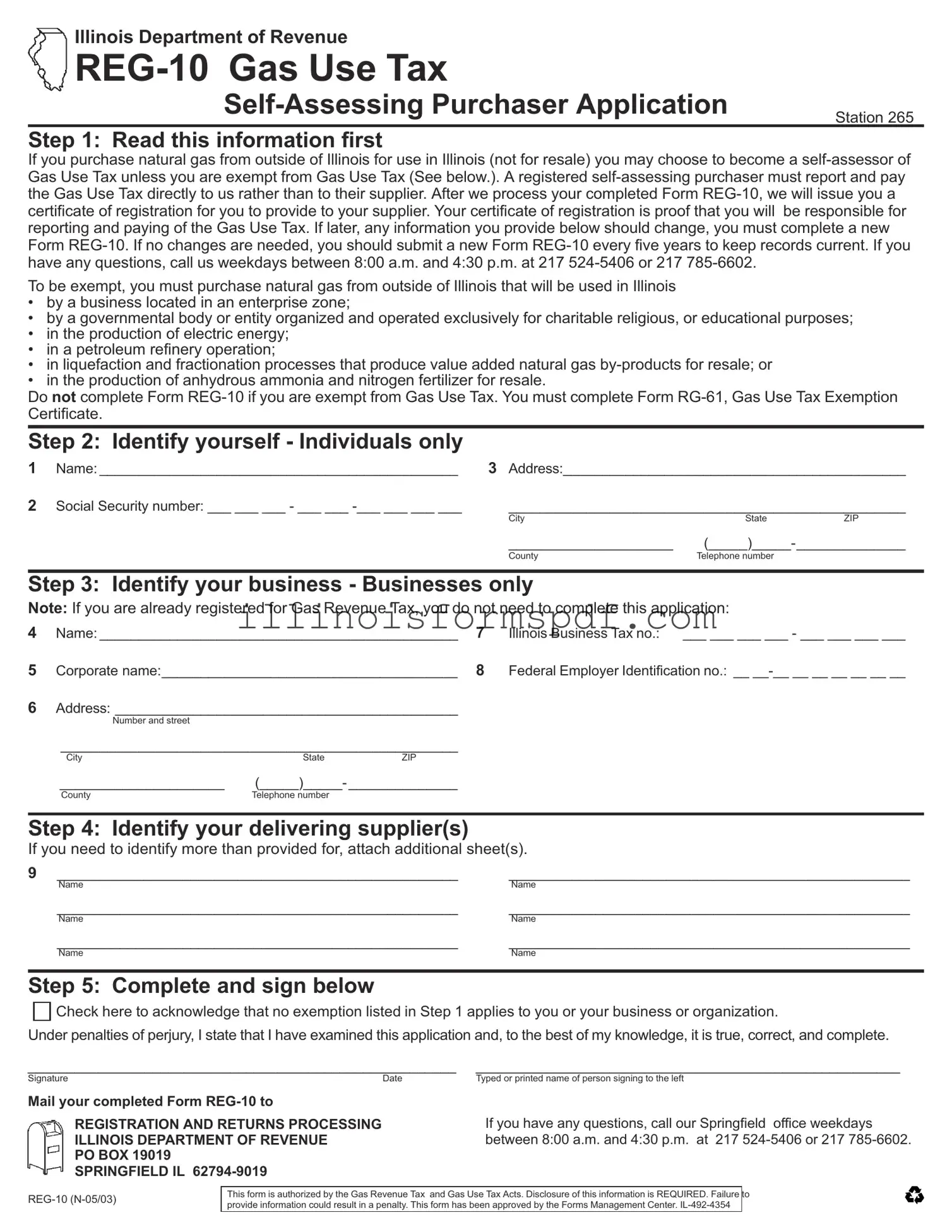 Get Illinois Reg 10 Form