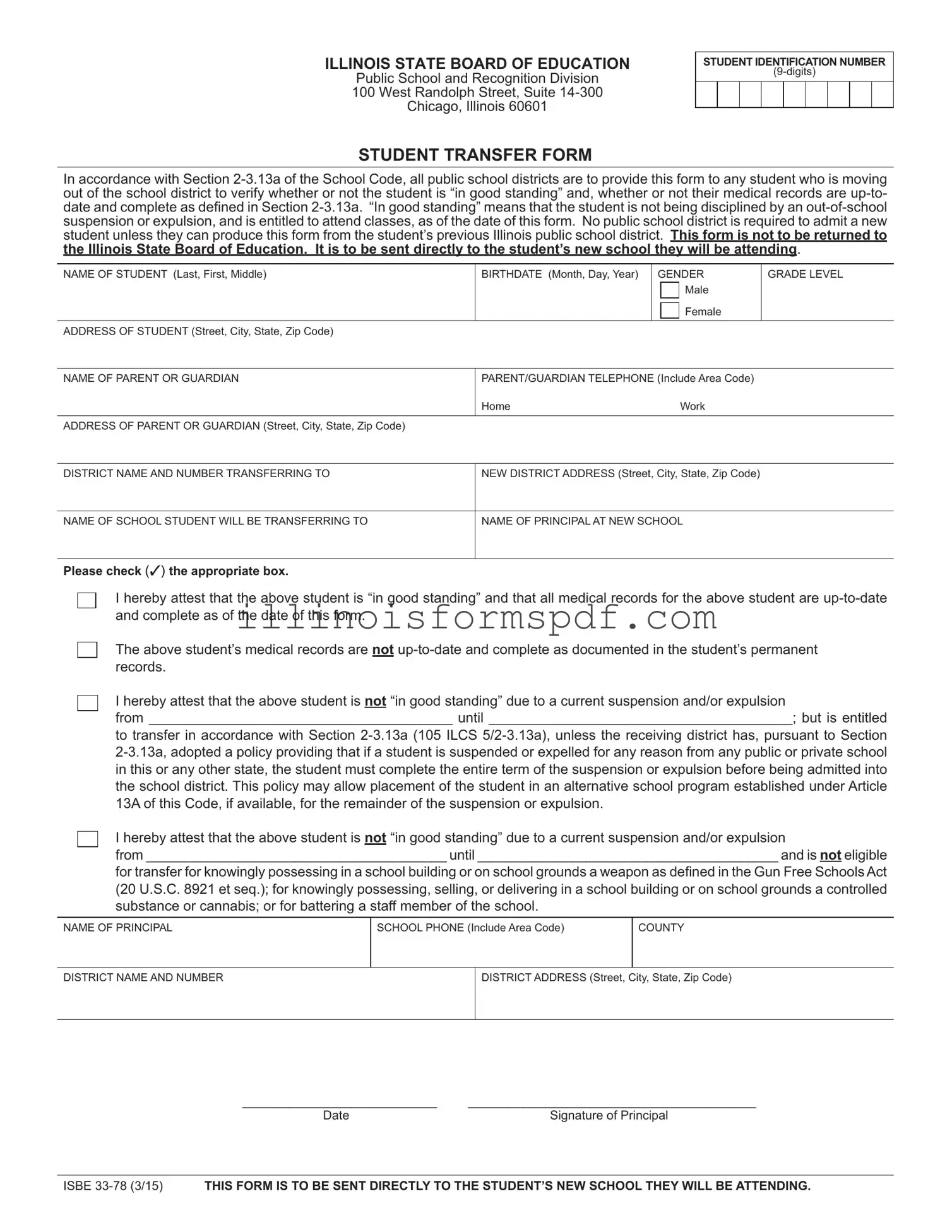 Get Illinois School Transfer Form