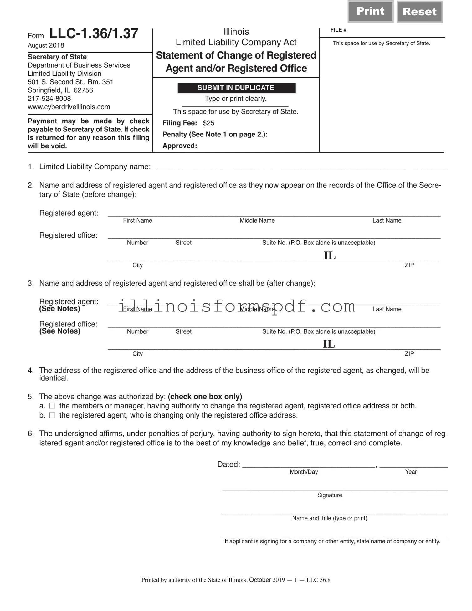 Get Illinois Statement Of Change Form