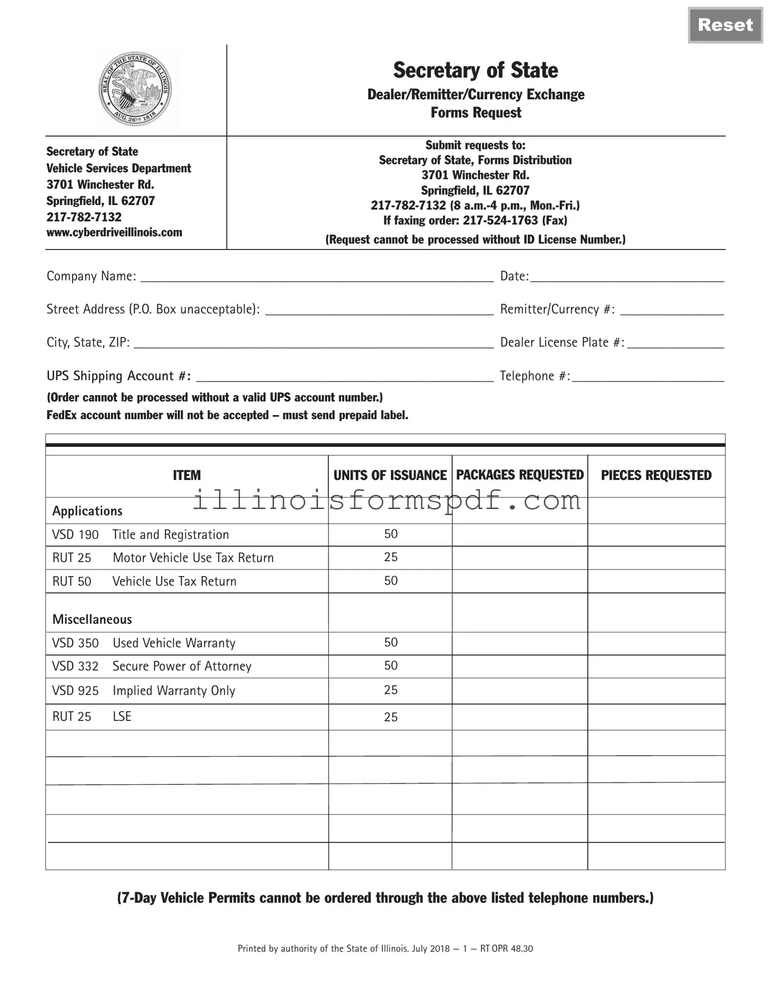 Get Illinois Vsd 190 Form