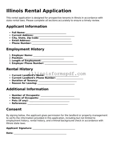 Printable Illinois Rental Application Form