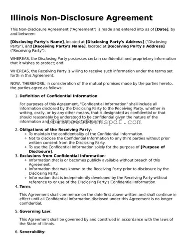 Printable Illinois Non-disclosure Agreement Form