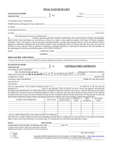 Get Illinois Final Waiver Of Lien Form