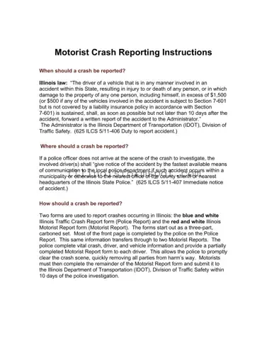 Get Illinois Motorist Report Form
