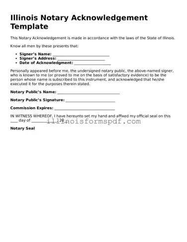 Printable Illinois Notary Acknowledgement Form