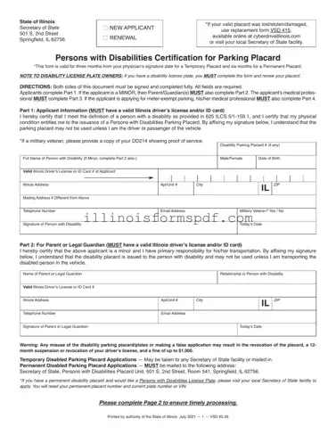 Get Illinois Placard Form