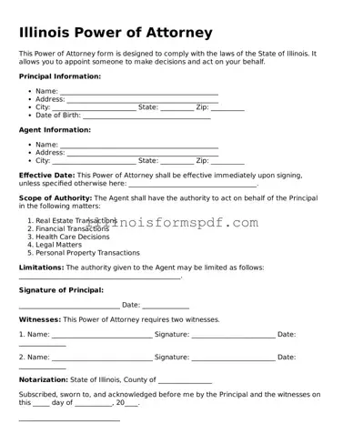 Printable Illinois Power of Attorney Form